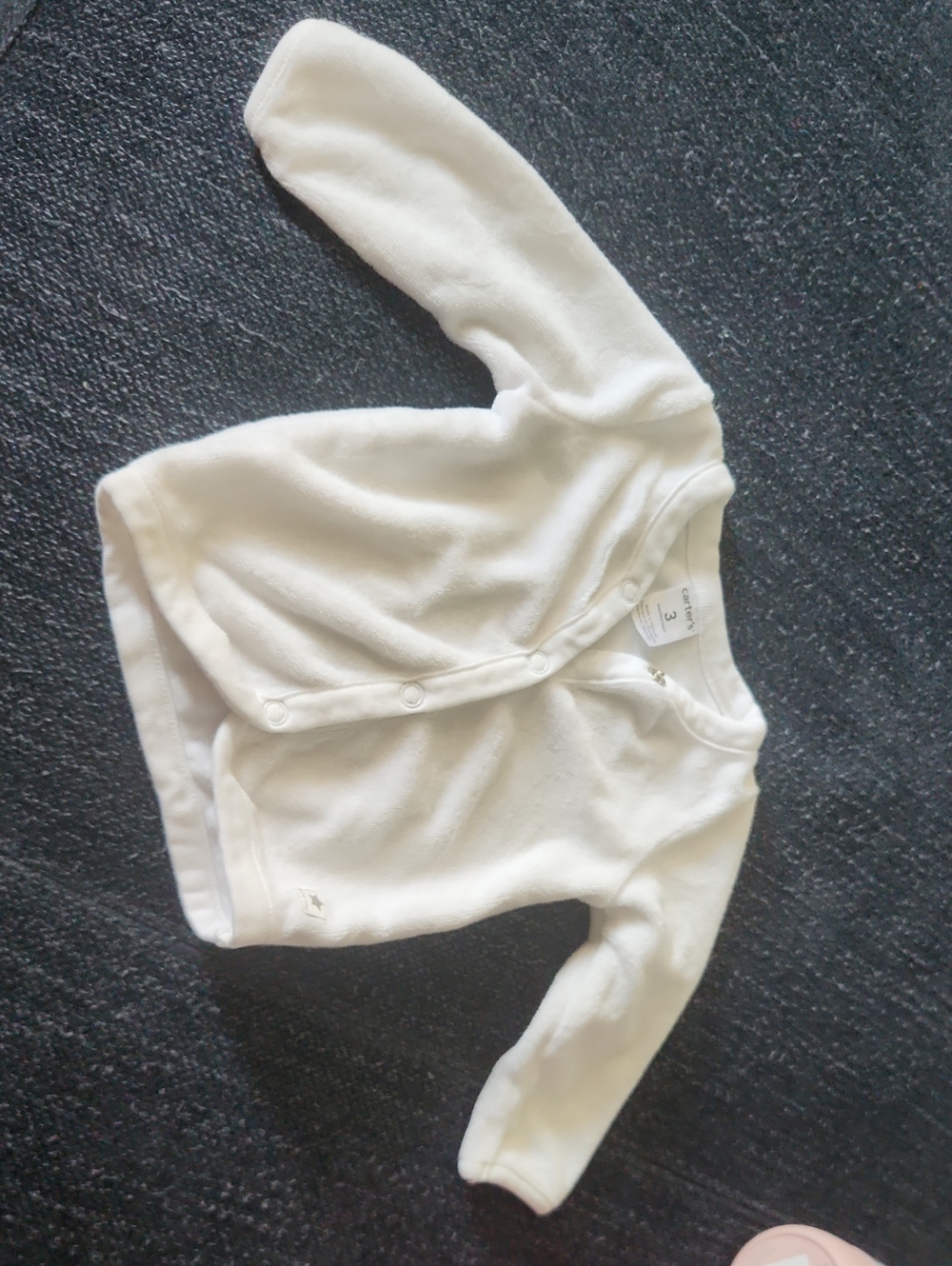 Carter's White Terrycloth Baby Snap-Front Long Sleeve Shirt